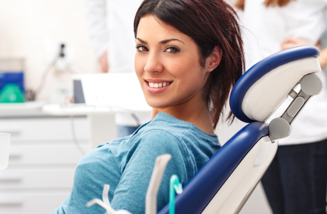 Lady in dentist chair