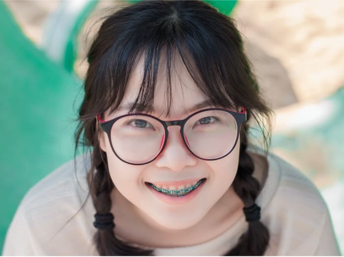 Girl smiling with braces